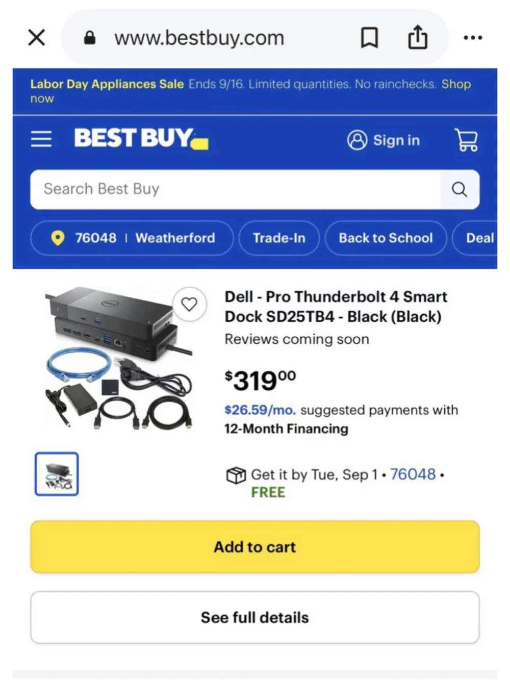 Dell Pro Thunderbolt 4 Smart Dock (SD25TB4) - Black